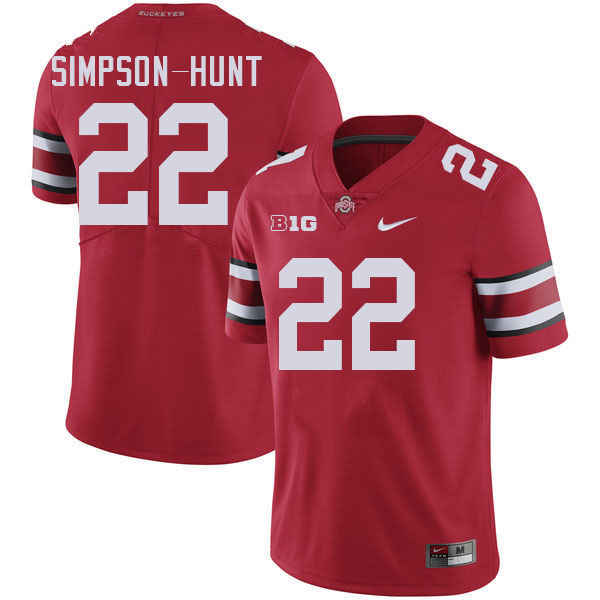 Ohio State Buckeyes Calvin Simpson-Hunt Men's's #22 Authentic Red College Football Jersey 2404JDIM7